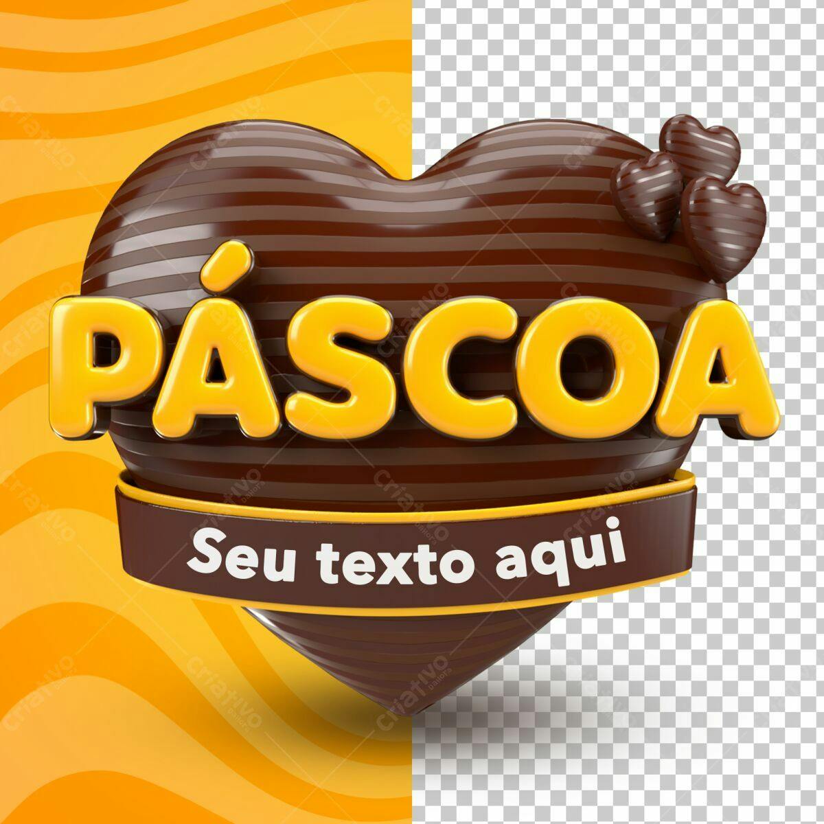 Arte Páscoa em Formato de Coração PSD Editável