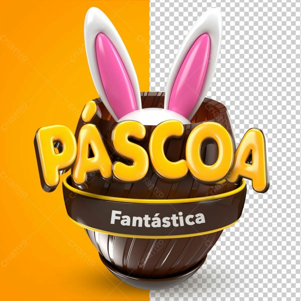 Arte Páscoa Ovo de Chocolate PSD Editável