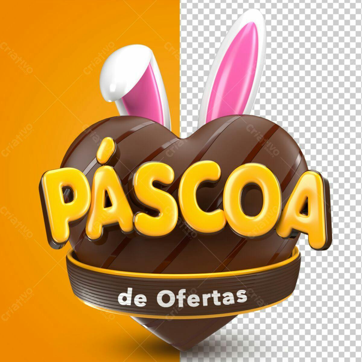Selo 3D páscoa chocolate marrom e amarelo