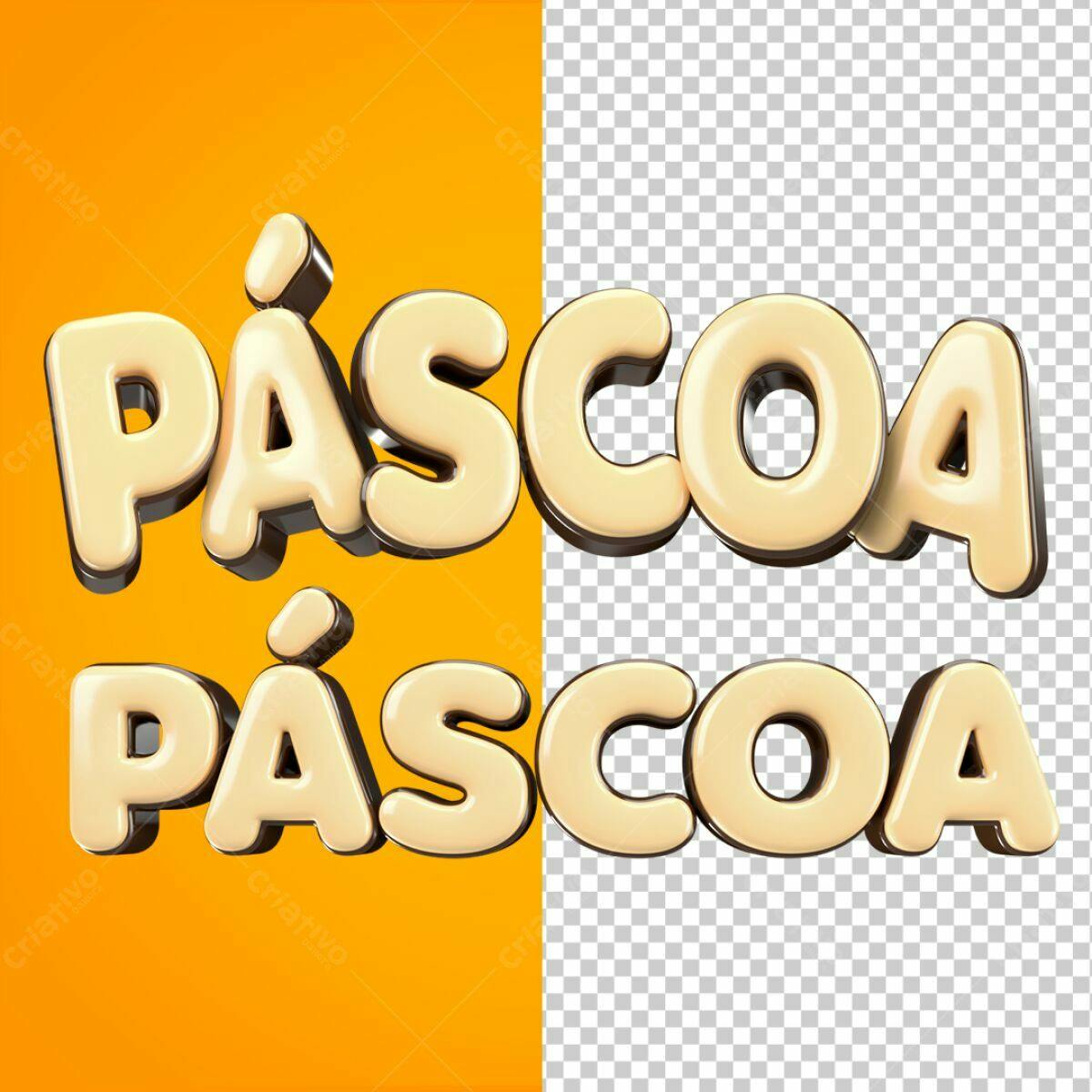 Páscoa: Letras 3D em PSD Editável