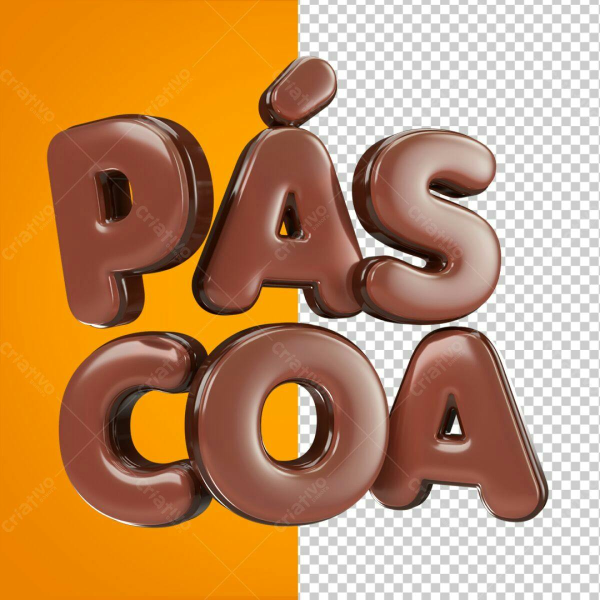 Arte Páscoa em 3D PSD Editável