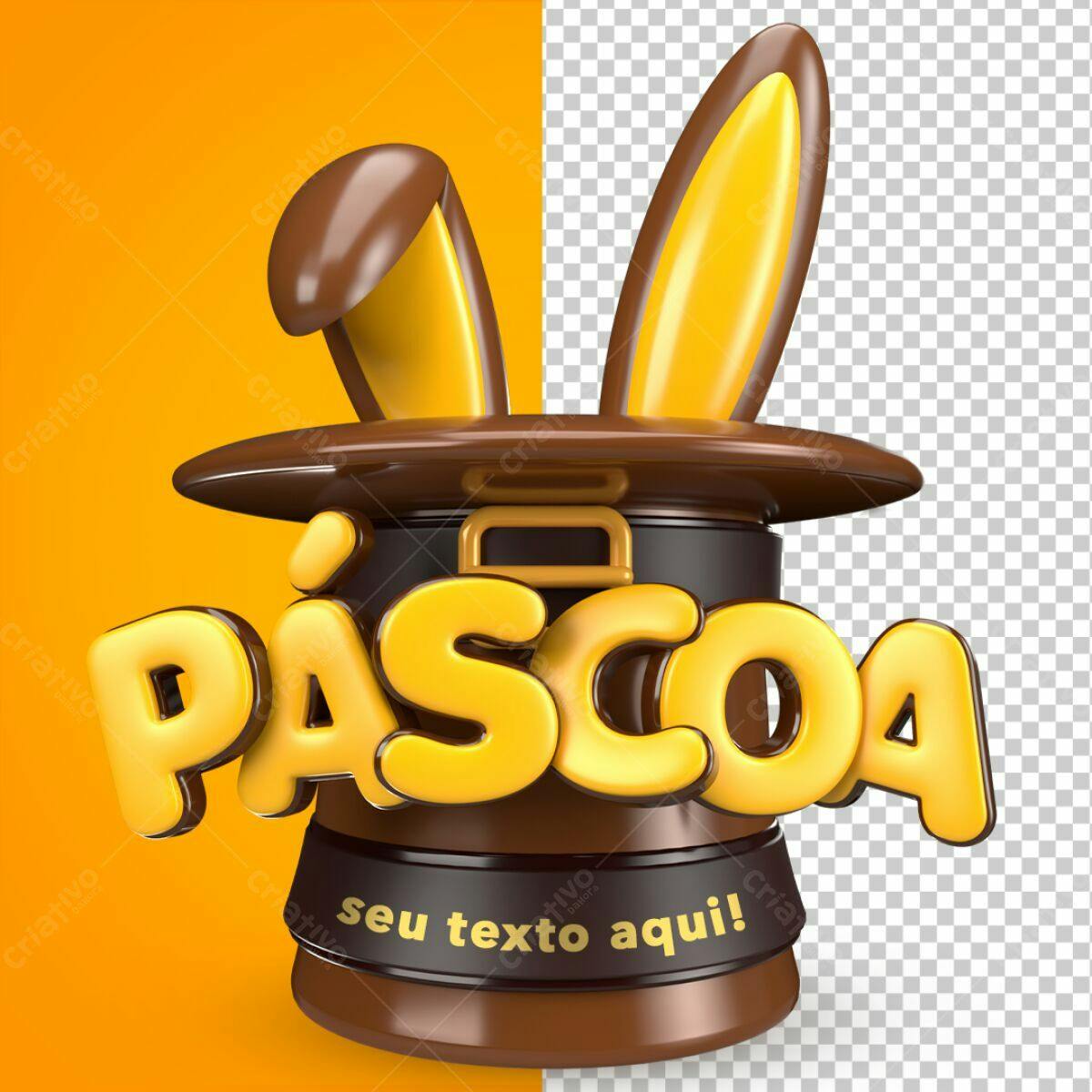 Arte Páscoa em 3D PSD Editável