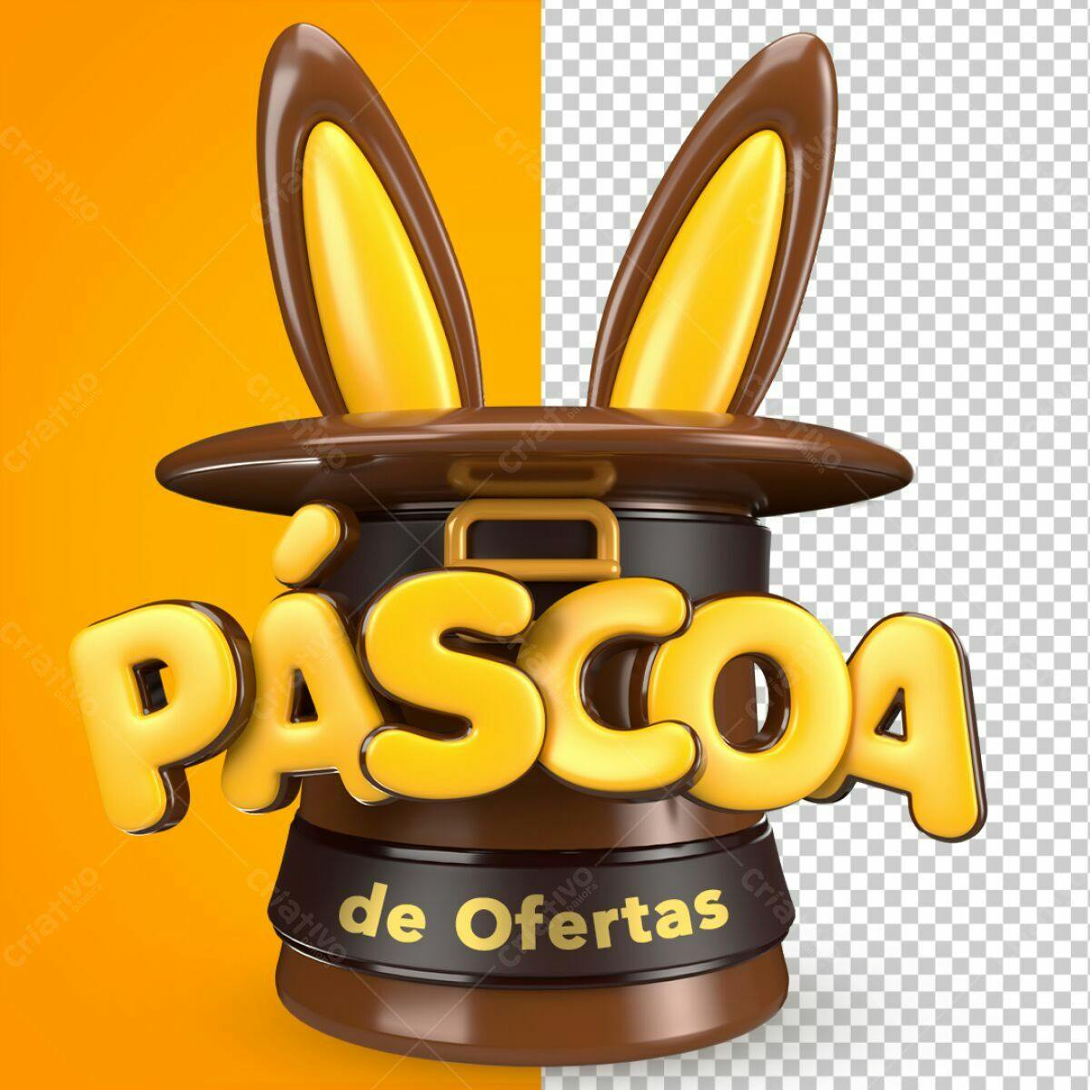 Arte Páscoa com Coelho PSD Editável