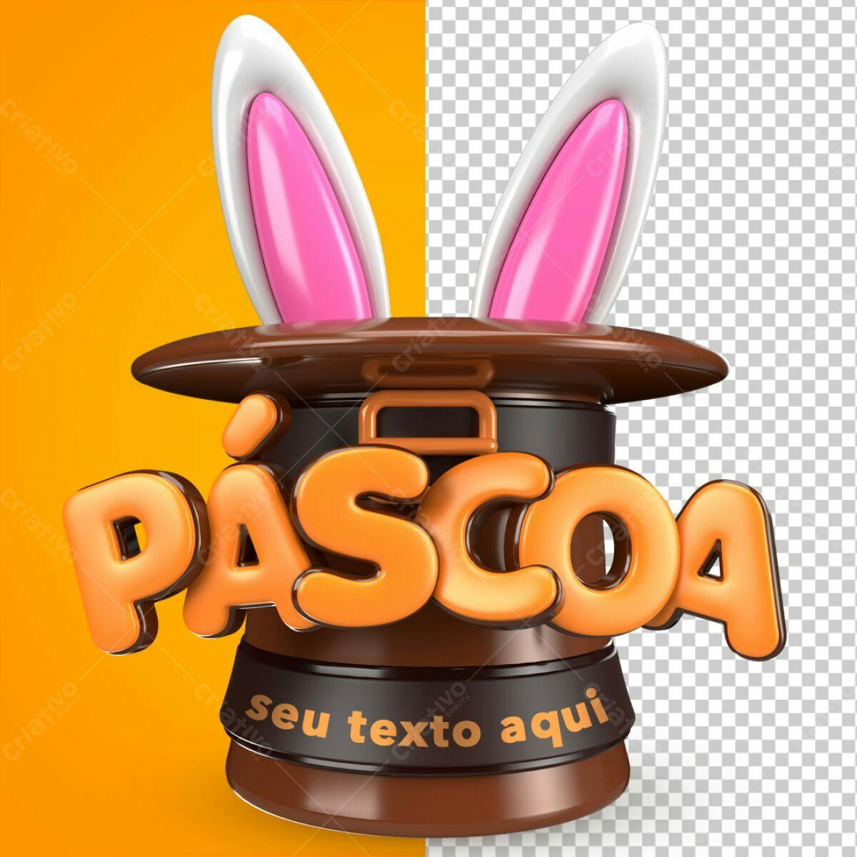 Arte Páscoa em 3D PSD Editável