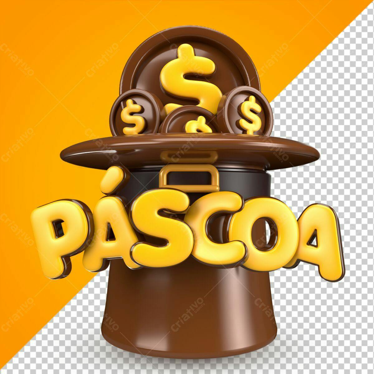 PSD Chapéu de Páscoa com Moedas PSD Editável