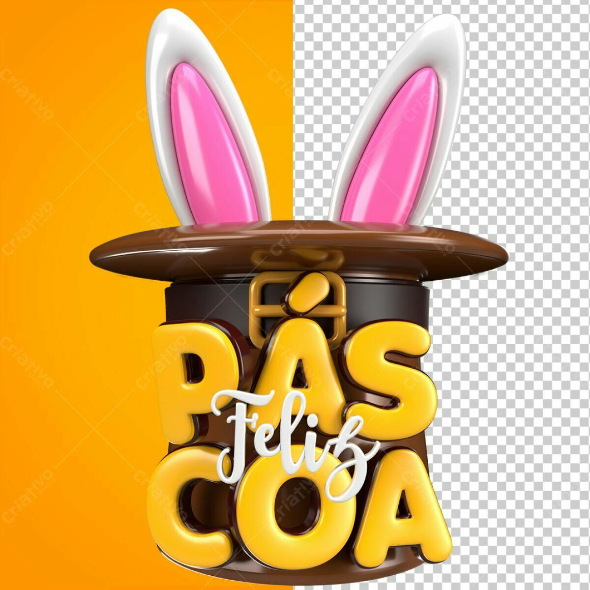 Arte Páscoa em 3D PSD Editável