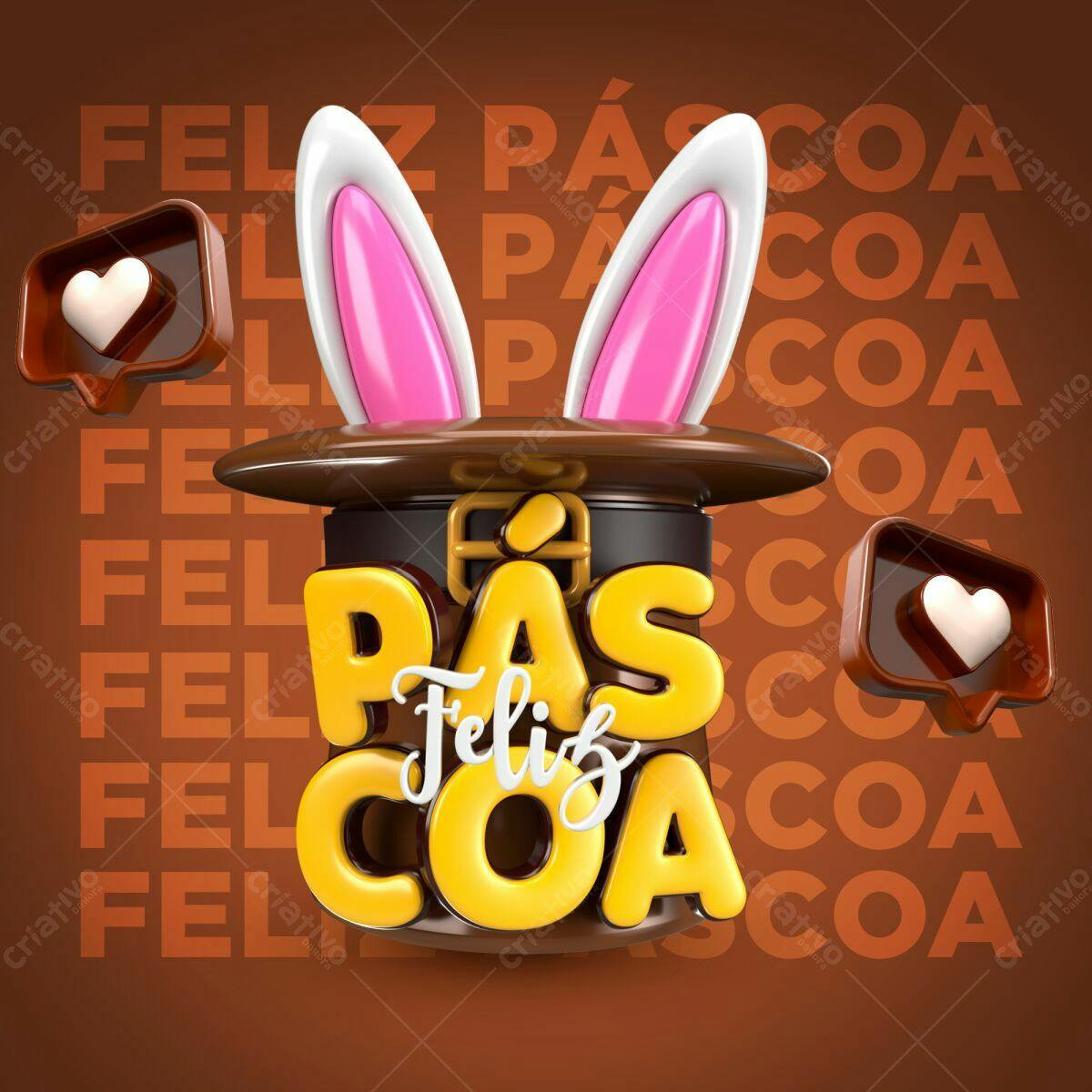 Arte para Páscoa PSD Editável