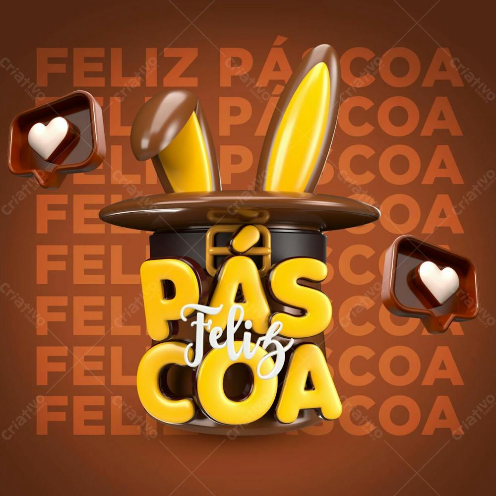 Feliz Páscoa Páscoa Selo 3D