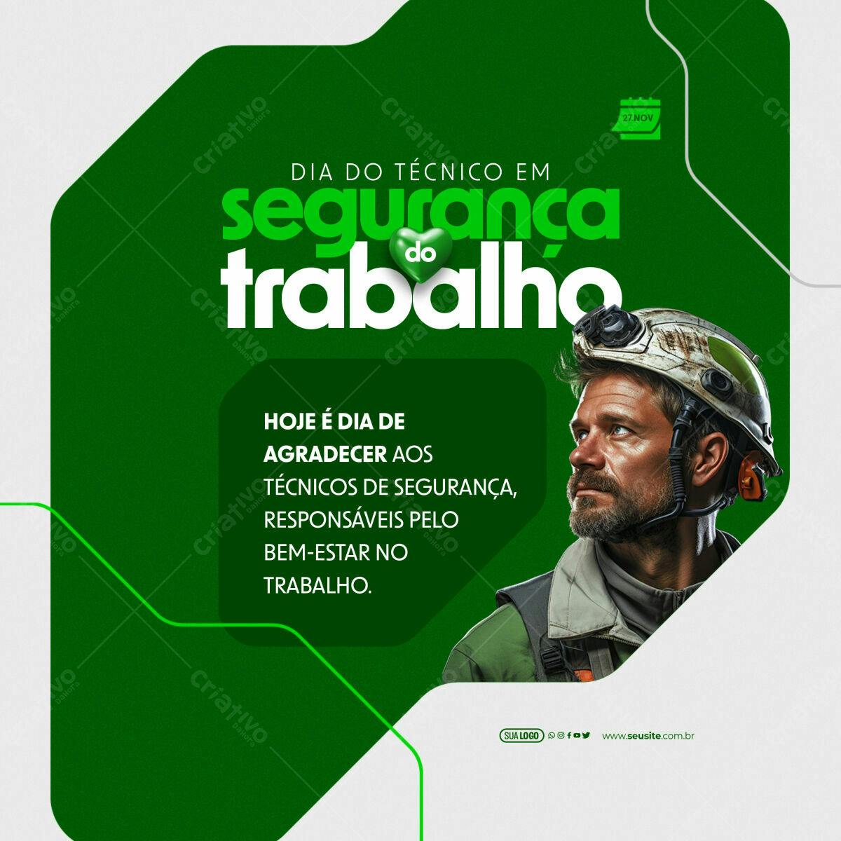 Postagem Dia do Técnico em Segurança do Trabalho PSD Editável