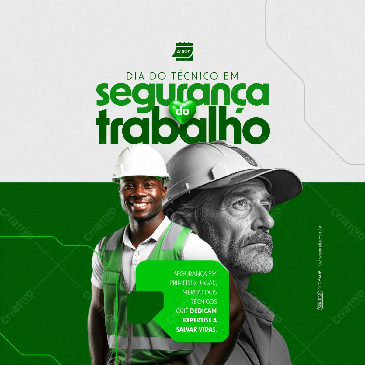 Post para o Dia do Técnico em Segurança do Trabalho PSD Editável