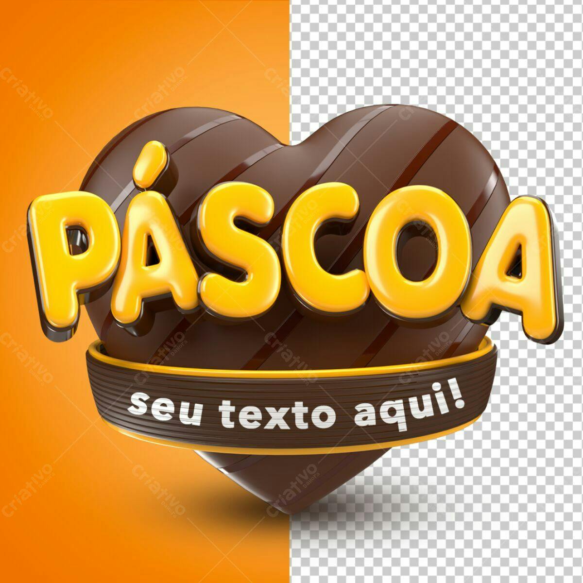 Selo 3D páscoa chocolate marrom e amarelo