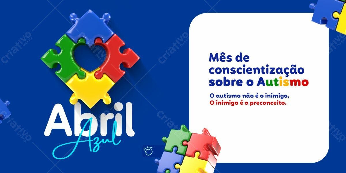 Banner Abril Azul Mês Conscientização Autismo PSD Editável