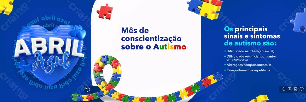 Banner Abril Azul Conscientização Autismo PSD Editável