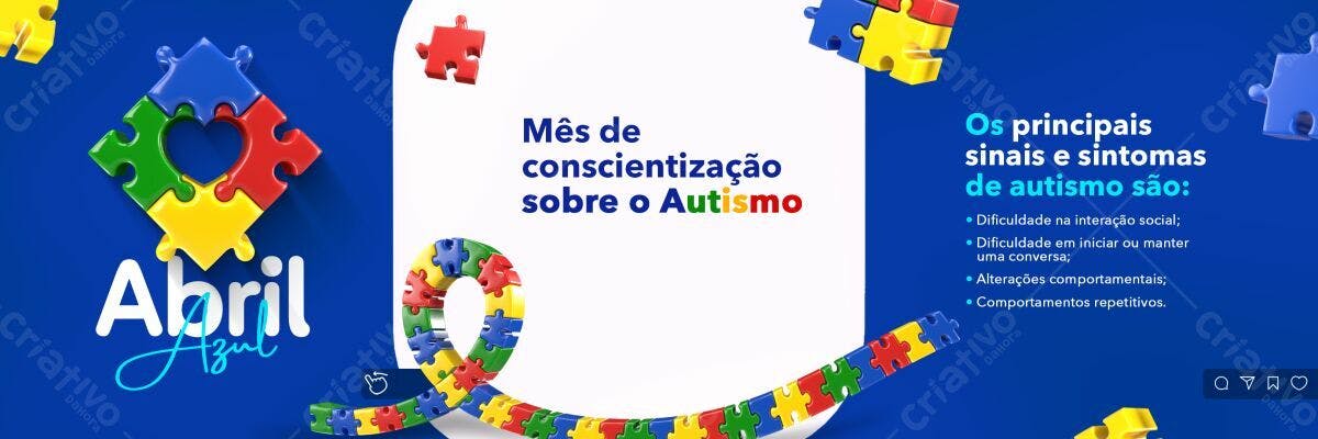 Banner Abril Azul - Conscientização Autismo PSD Editável