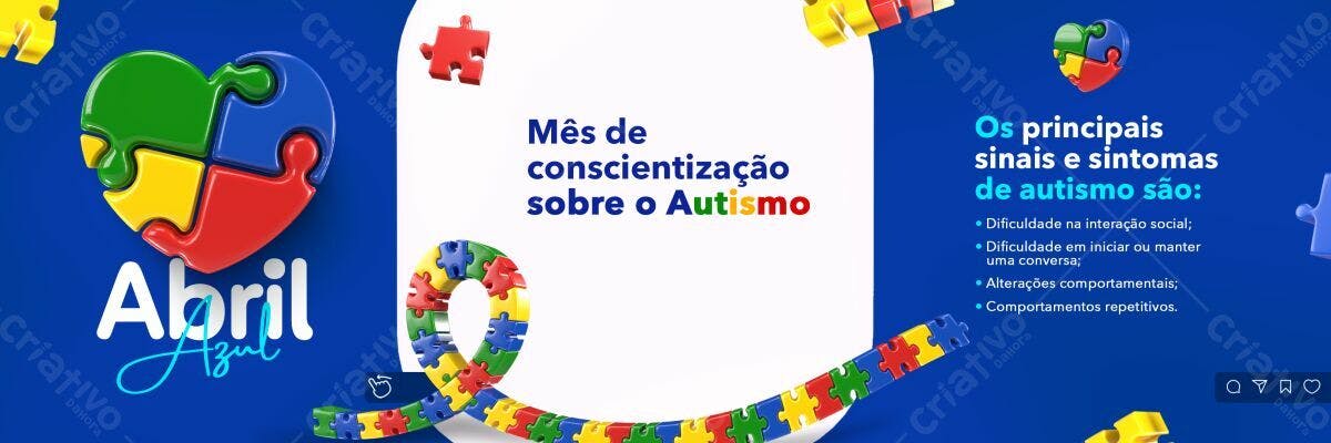 Banner Abril Azul Conscientização Autismo PSD Editável
