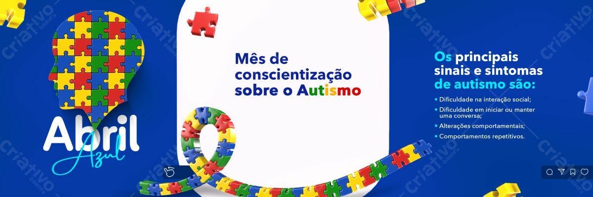 Banner Mês Conscientização Autismo PSD Editável