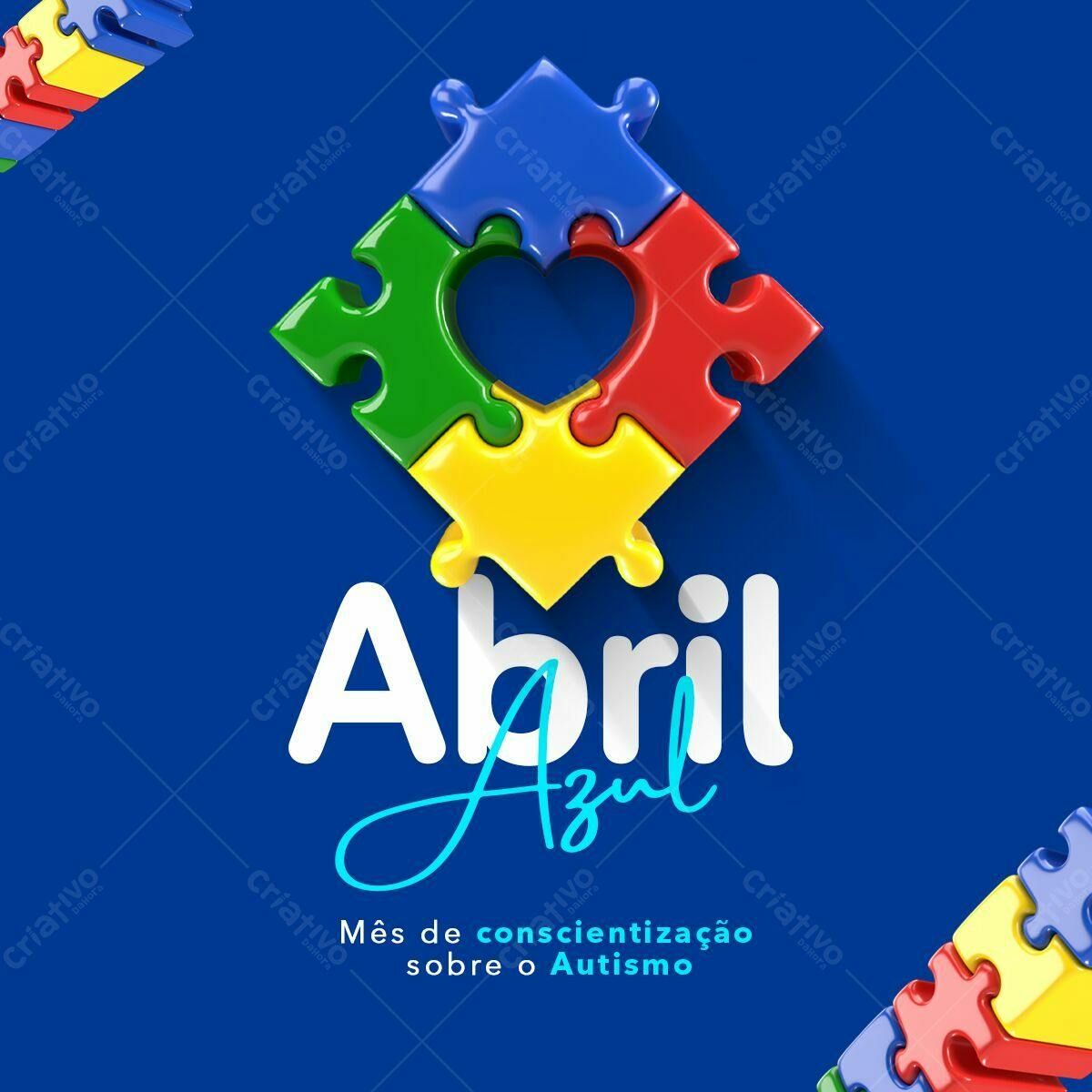 Flyer Abril Azul - Conscientização Autismo PSD Editável