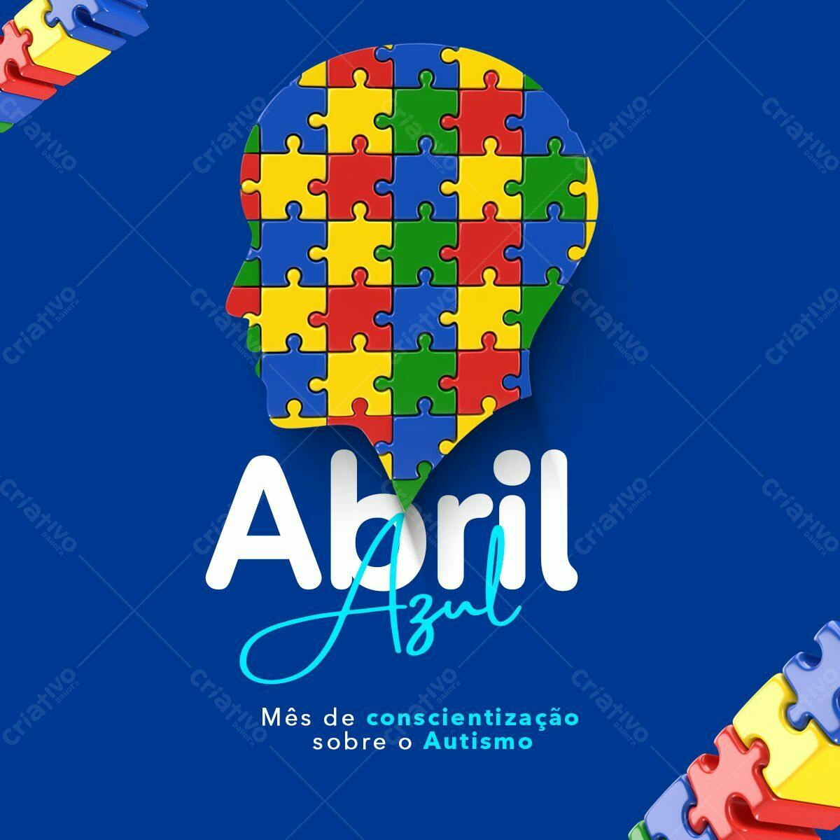 Flyer Abril Azul - Conscientização Autismo PSD Editável