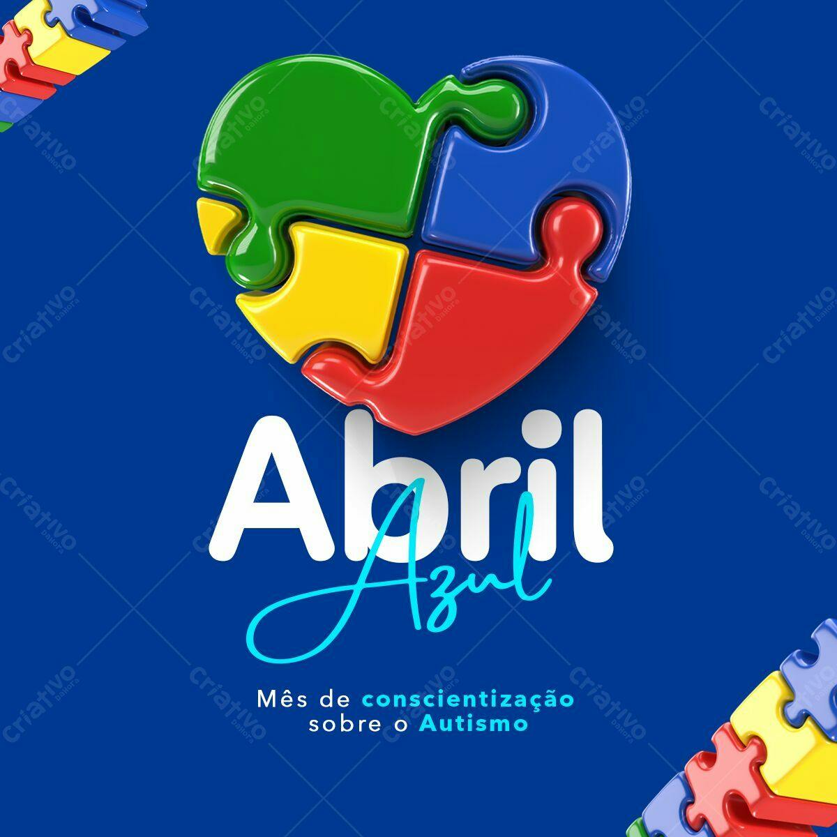 Post para Abril Azul PSD Editável