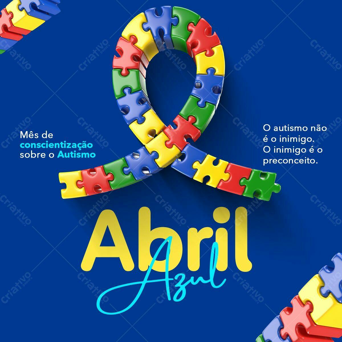Flyer Abril Azul - Conscientização Autismo PSD Editável