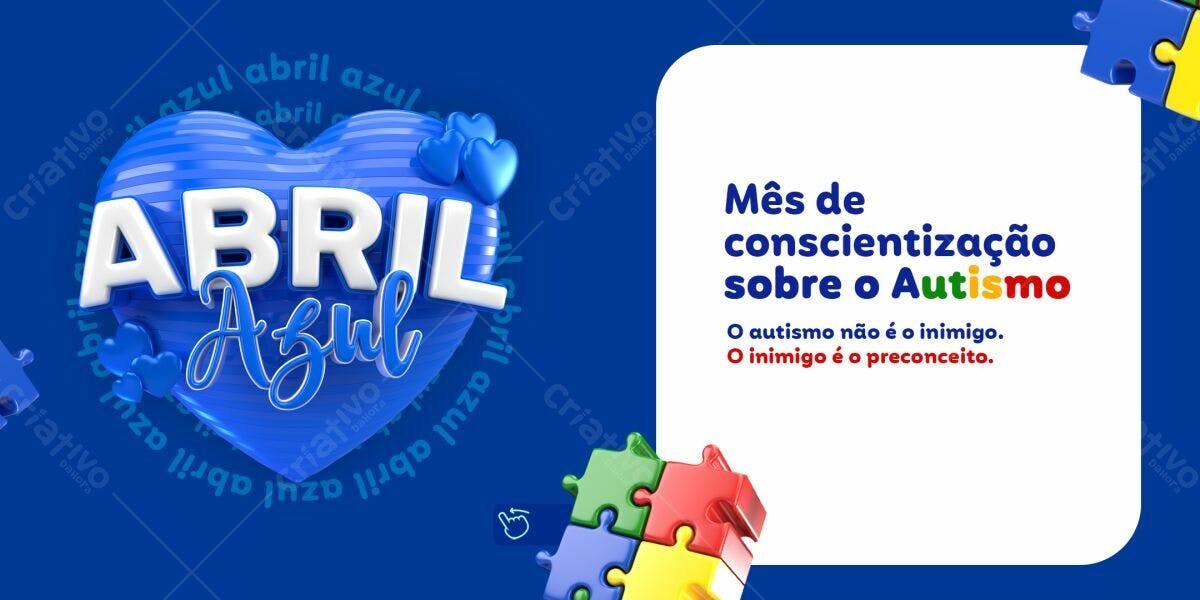 Banner Abril Azul Conscientização Autismo PSD Editável