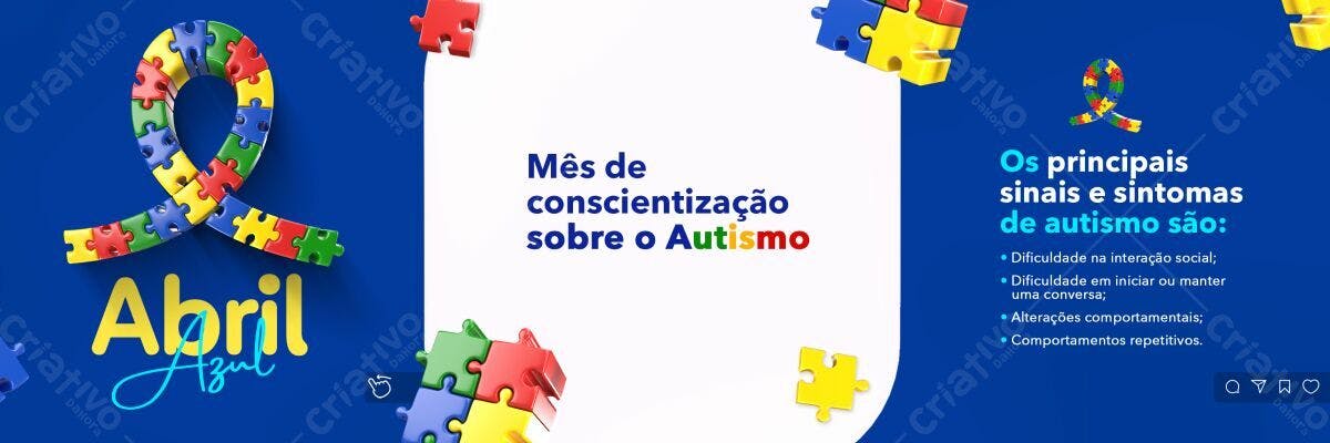Banner Abril Azul Conscientização Autismo PSD Editável