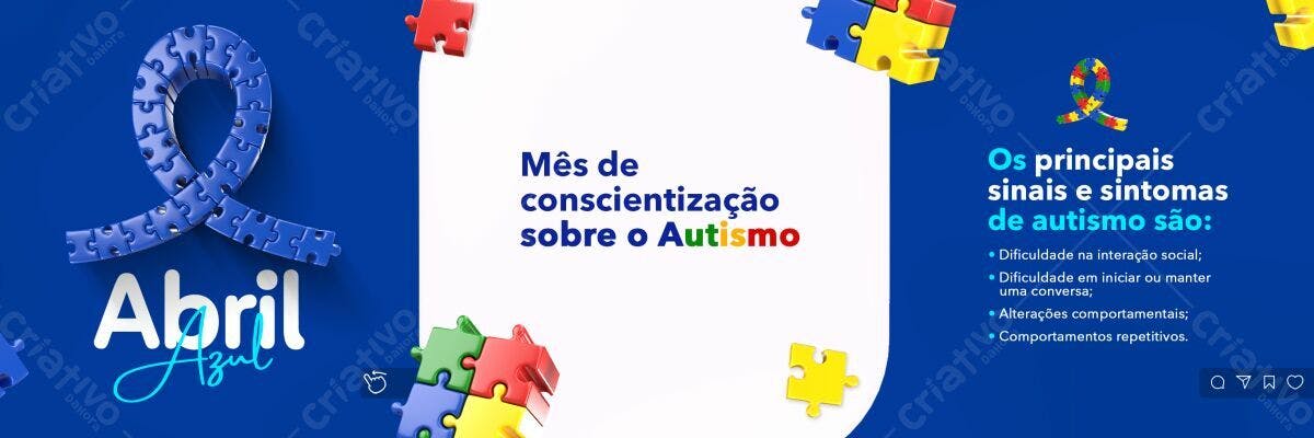 Banner Abril Azul - Conscientização Autismo PSD Editável