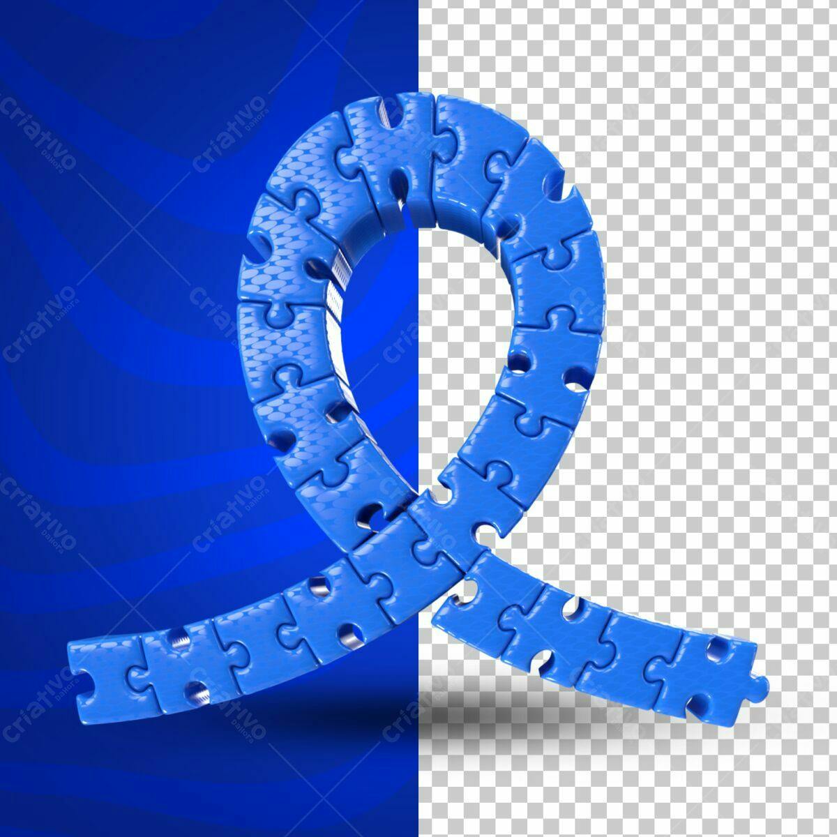 Selo 3D de união azul em formato de fita