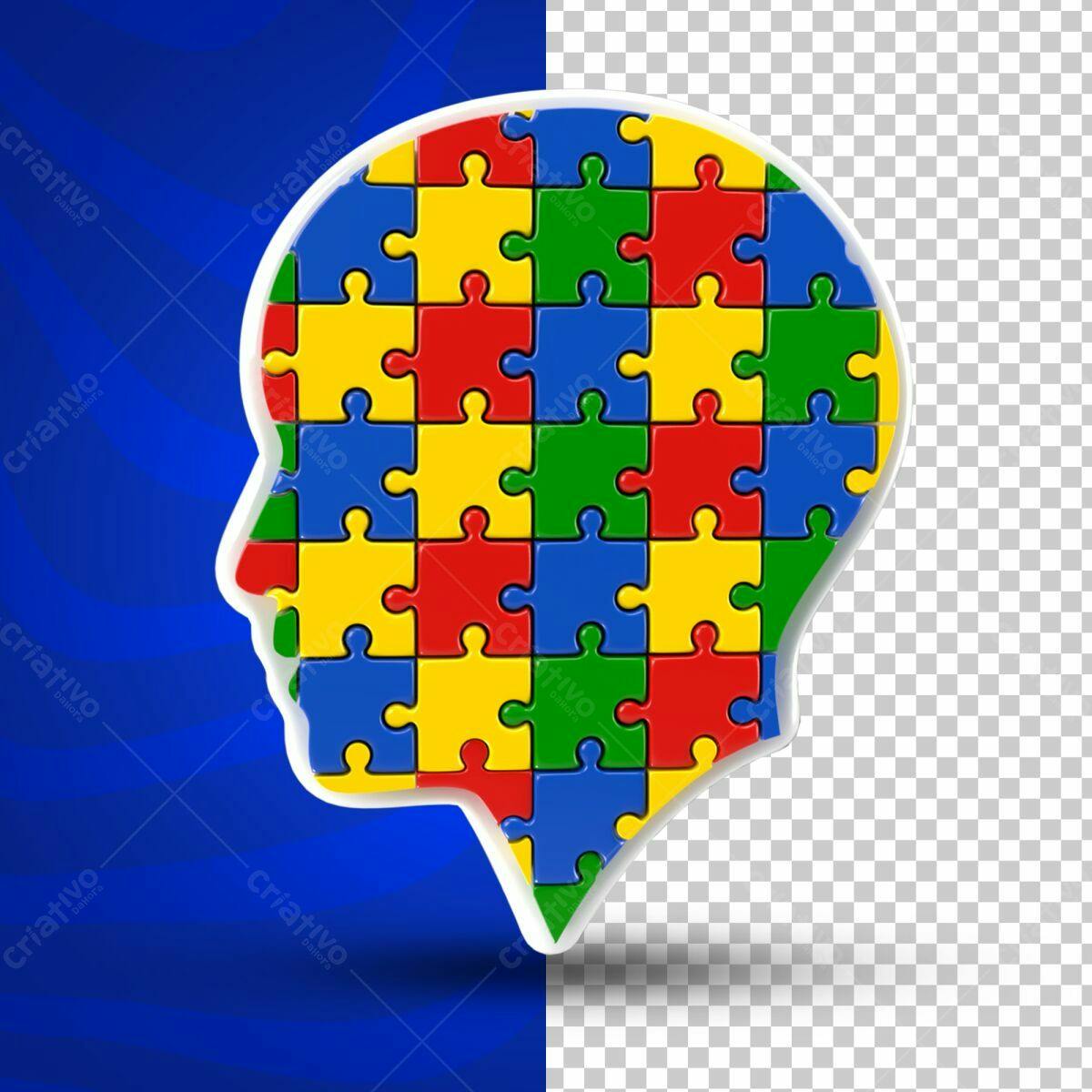 Selo 3D quebra-cabeça colorido