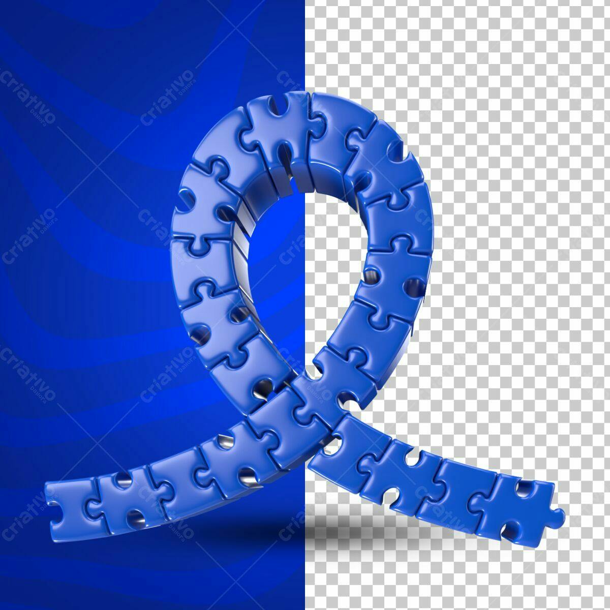 Selo 3D conexão azul peças de quebra-cabeça