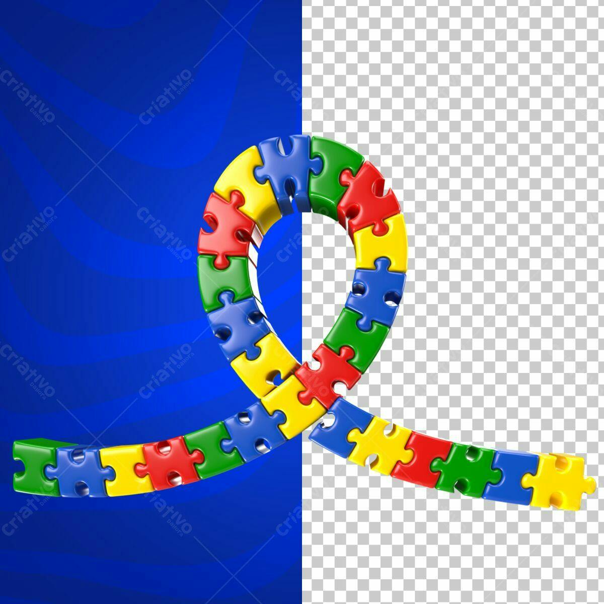 Selo 3D de união peças de quebra-cabeça colorido