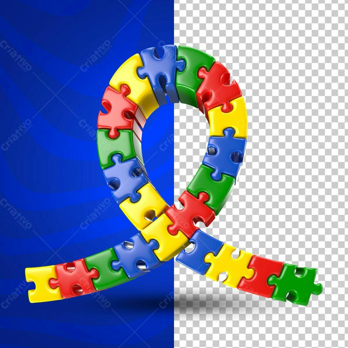 Selo 3D de conscientização colorido em formato de fita