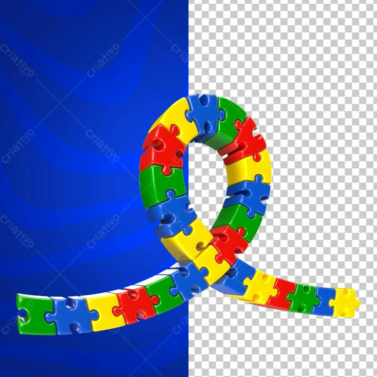 Selo 3D Puzzles colorido brilhante