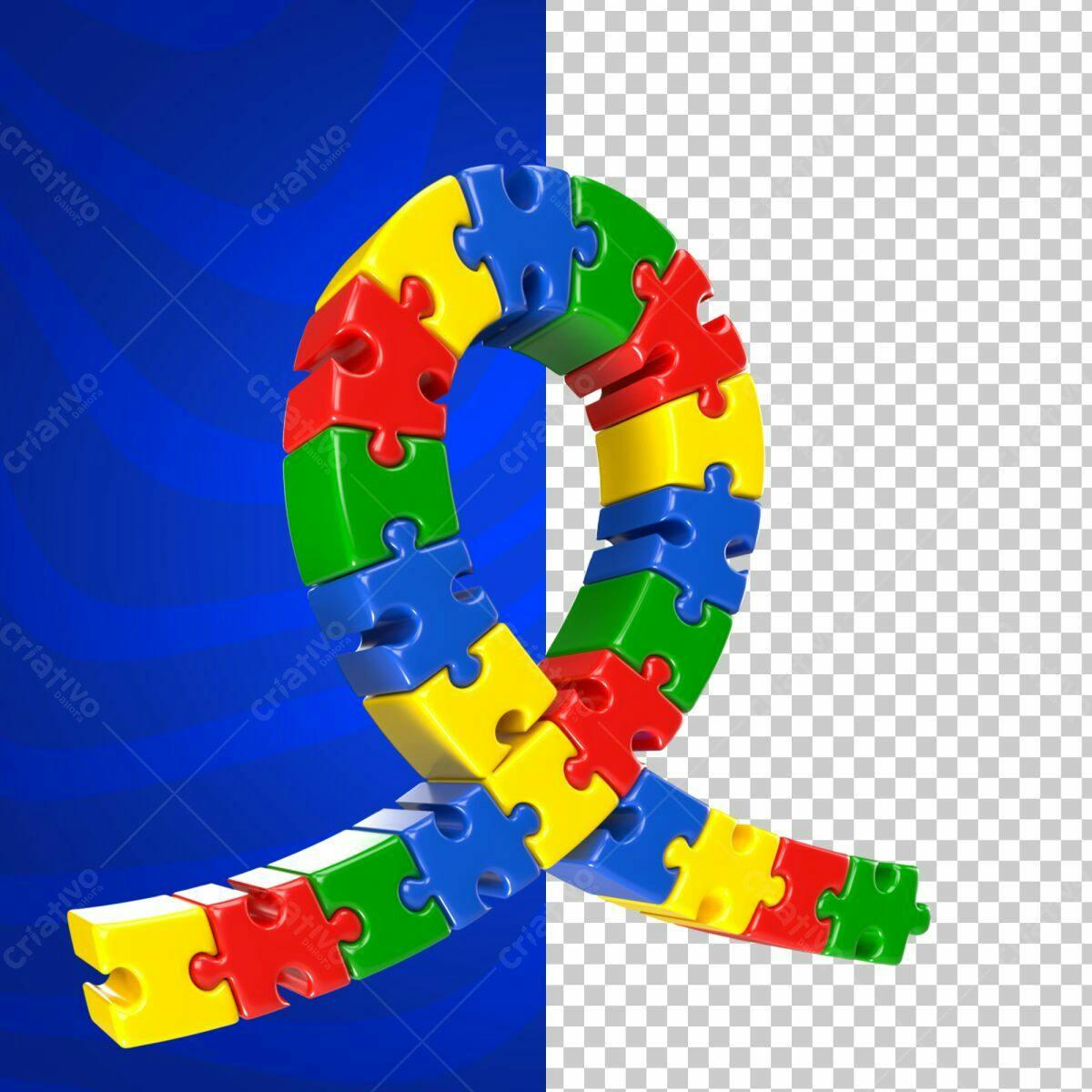 Selo 3D de união peças de quebra-cabeça colorido