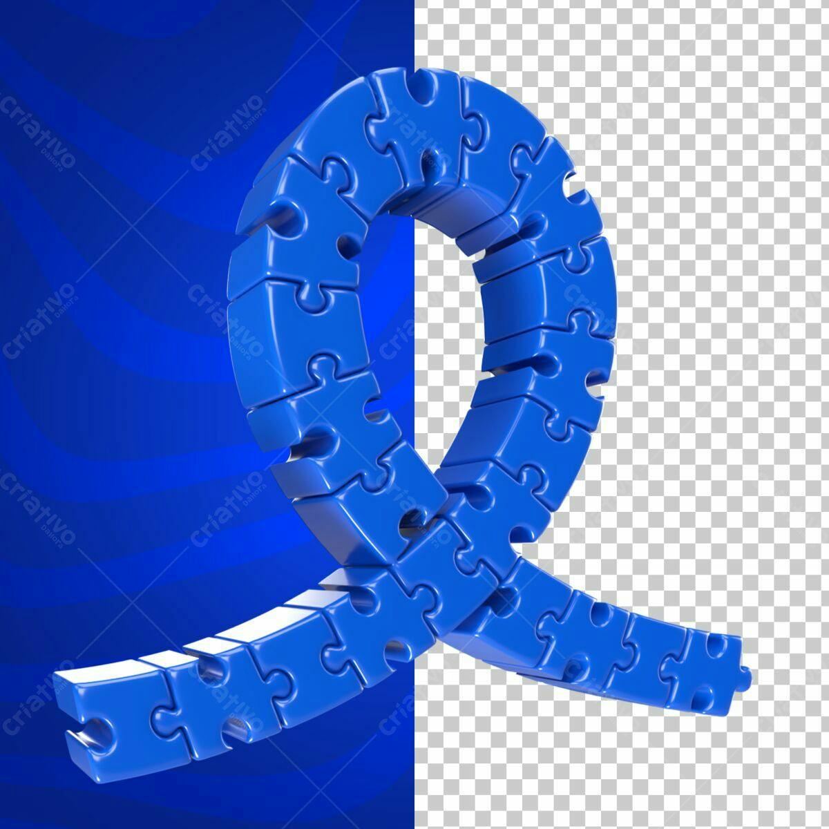 Selo 3D de Conexão Azul Puzzle
