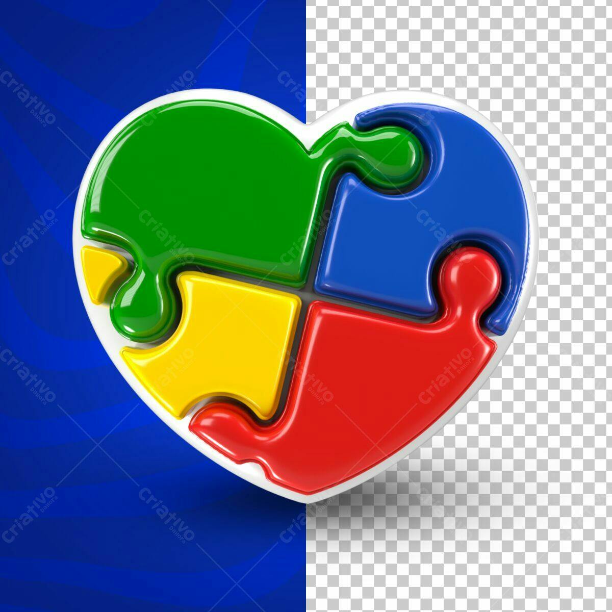 Selo 3D de união peças coloridas brilhante