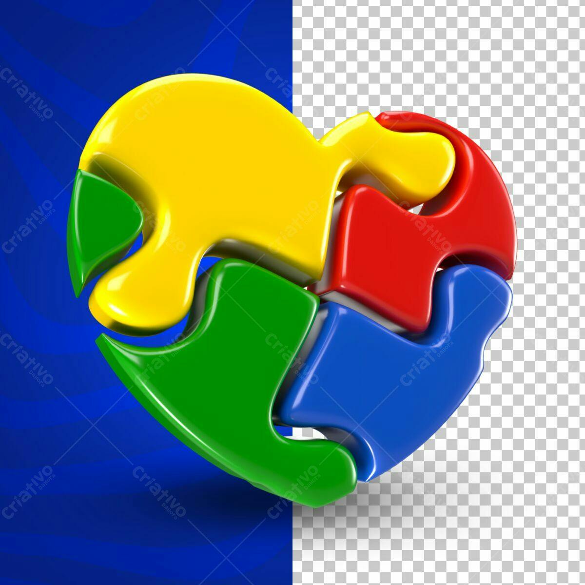 Selo 3D de união peças coloridas brilhante