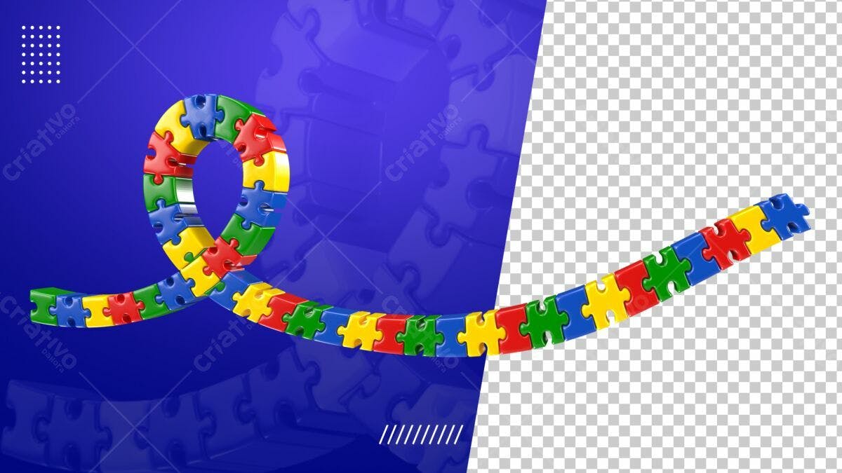 Selo 3D Puzzle colorido brilhante