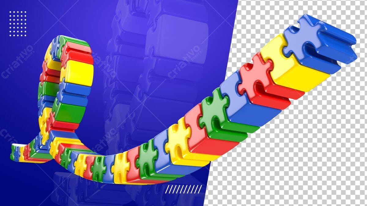 Selo 3D conexão peças coloridos brilhante
