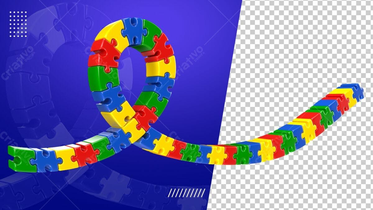 Selo 3D de Conexão Puzzle Colorido