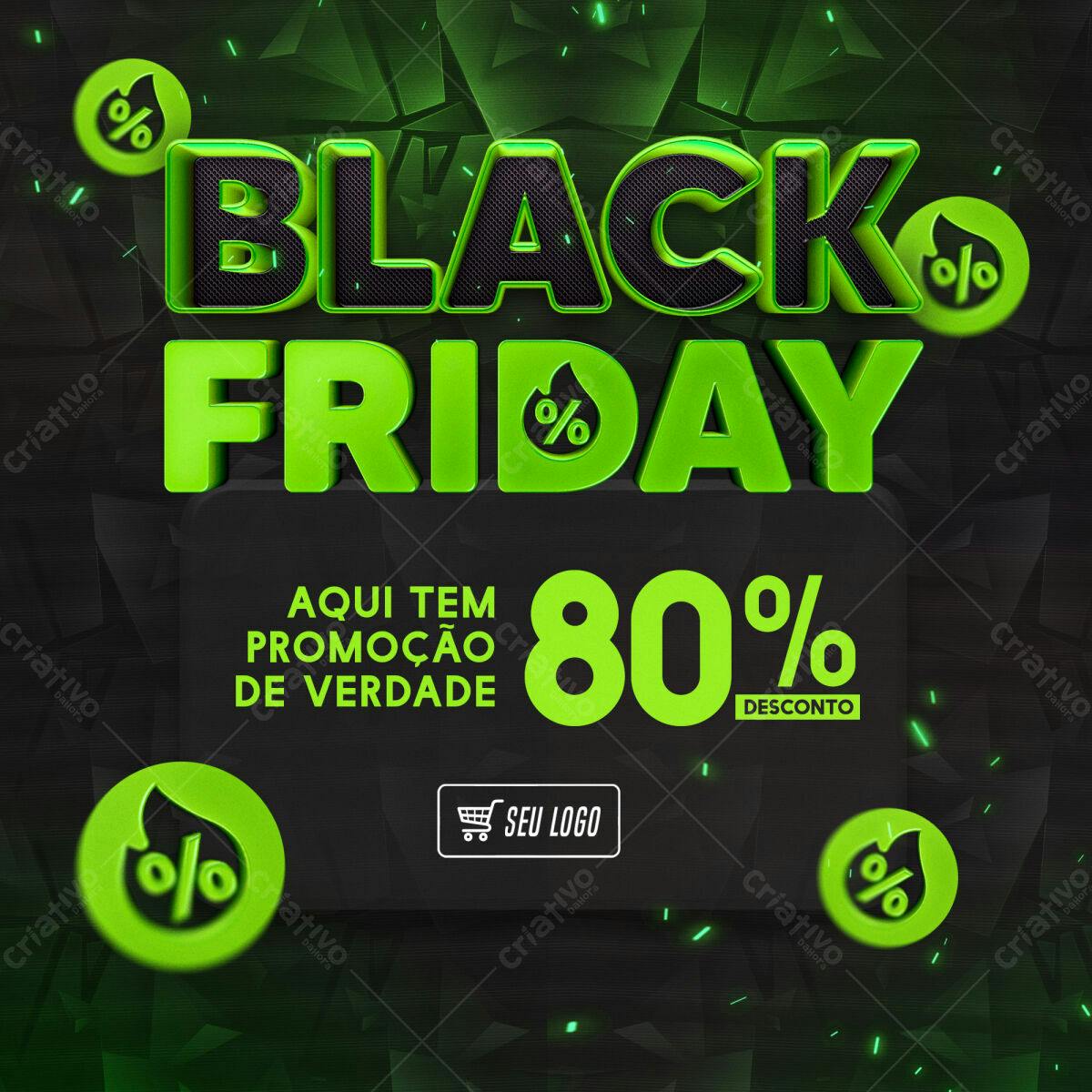 Flyer Black Friday com 80% de Desconto PSD Editável