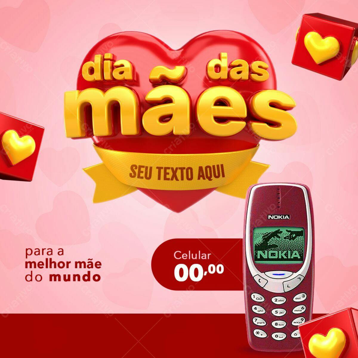 Flyer Dia das Mães com Celular PSD Editável