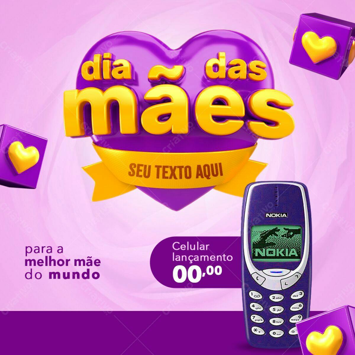 Flyer Dia das Mães com Celular Retrô PSD Editável