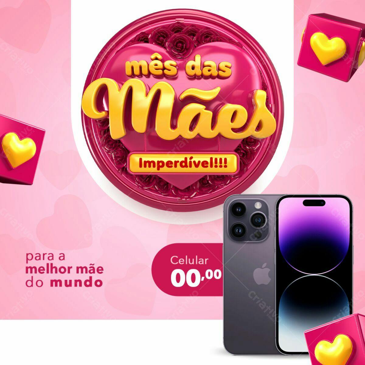 Flyer Dia das Mães com Celular PSD Editável