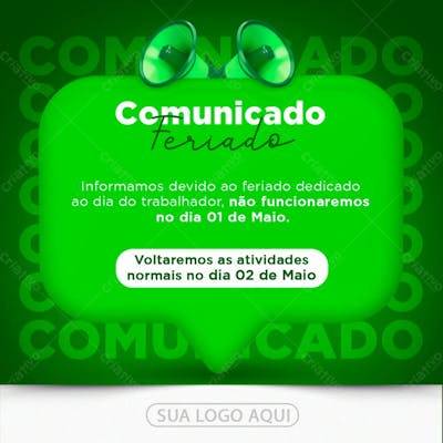 Dia Do Trabalhador Comunicado