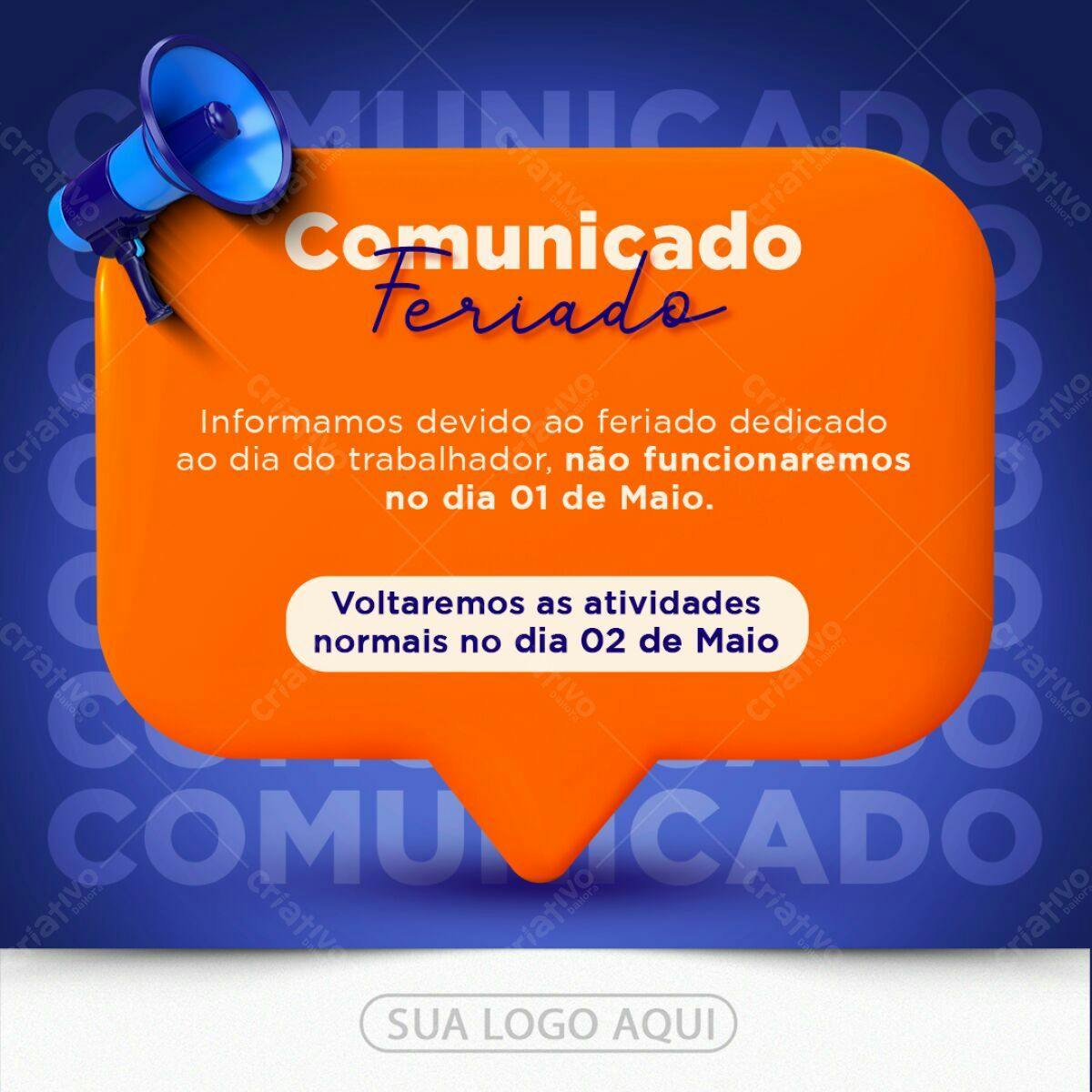 Comunicado Feriado PSD Editável