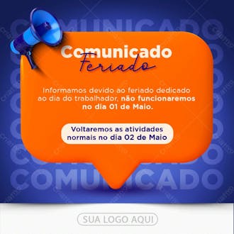 Dia do trabalhador comunicado