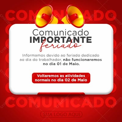 Dia Do Trabalhador Comunicado