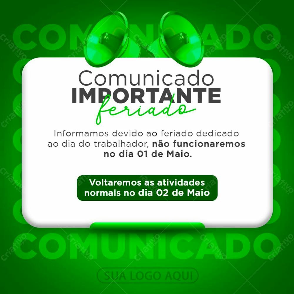 Dia Do Trabalhador Comunicado