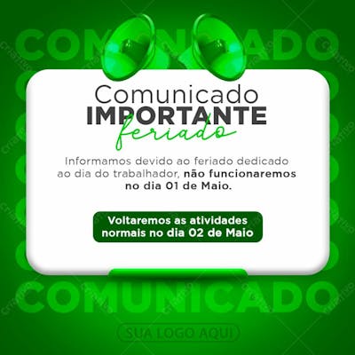 Dia Do Trabalhador Comunicado
